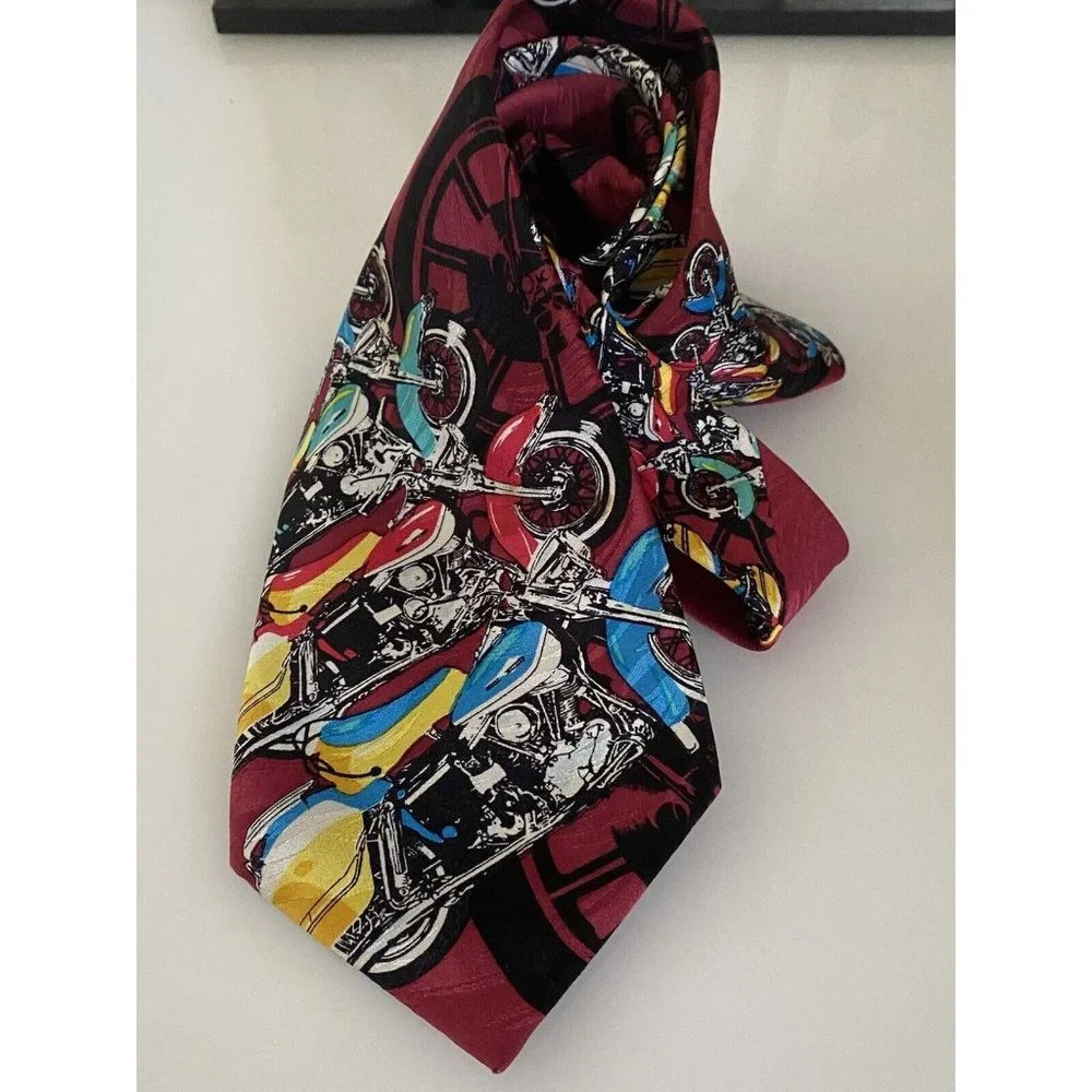 Harley Line Up 1993 Harley Davidson Ralph Martin 100% Silk‎ Neck Tie Vintage 4